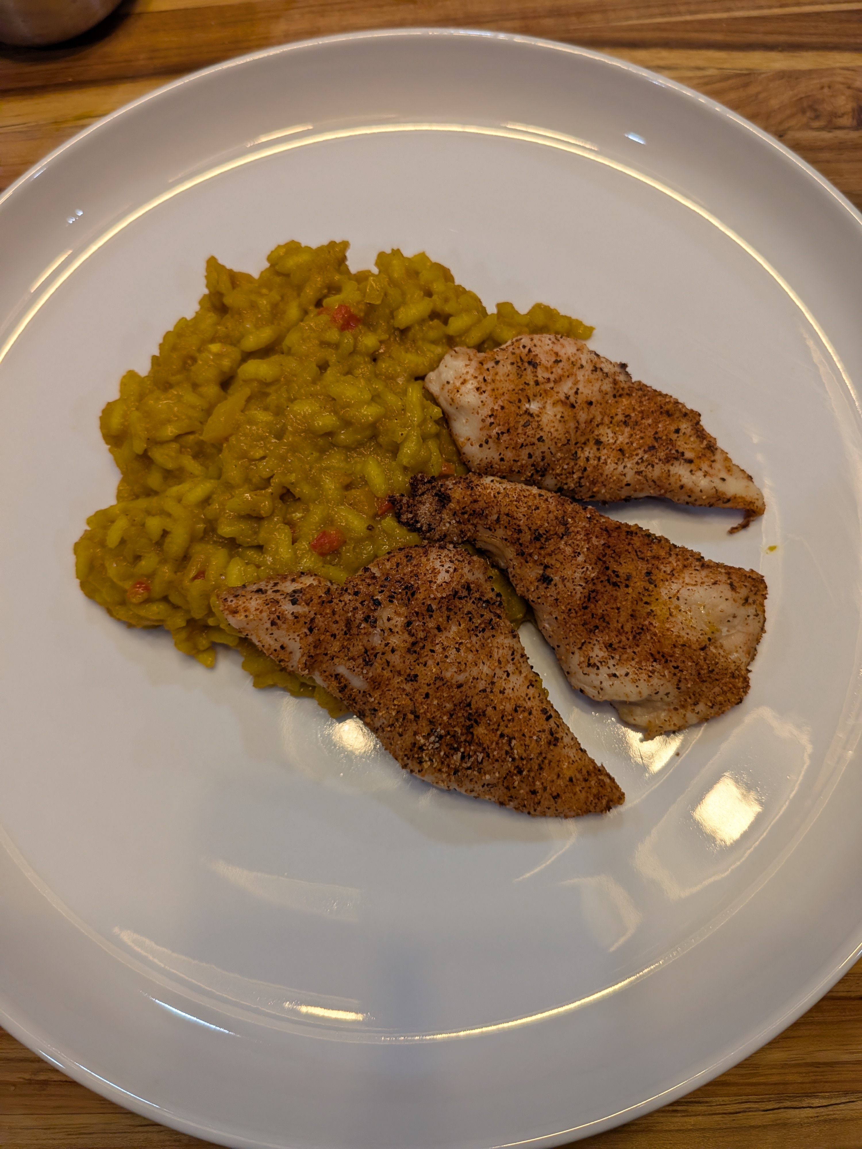 Carrot Curry Risotto and Seasoned Chicken